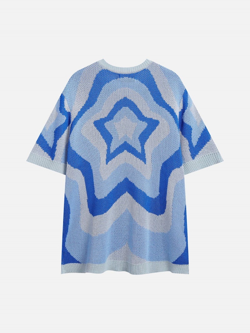 T Shirts Aelfric Eden Knitting Cut-out Star Tee Bleu | KUU-78469891